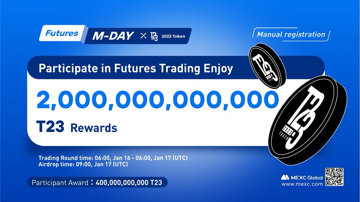#MEXCGlobal's M-Day is here! Let us celebrate with @2023token Trading Round time: 06:00, Jan 16, 2023-06:00, Jan 17, 2023 (UTC)

1️⃣Ticket-claim time: 06:00, Jan 16, 2023-06:00, Jan 17, 2023 (UTC)