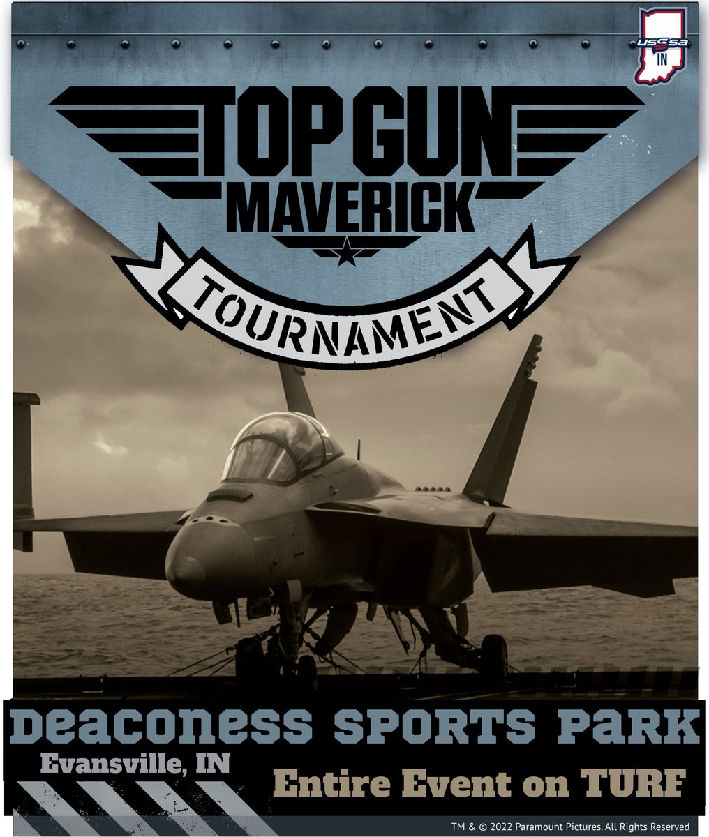 IndianaUsssa's tweet photo. NEW 2023 EVENT | USSSA Top Gun: Maverick

Featuring ICONIC themed jerseys, and championship rings from the hit movie Top Gun: Maverick.  Claim your spot today in this unique event before it is to late! 

https://t.co/BccSNkV9Sz https://t.co/B9iJYPWm9f