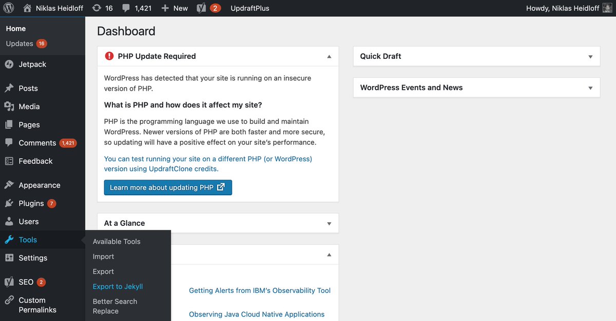 nheidloff's tweet image. Migrating from Wordpress to Jekyll
#Jekyll #GitHubPages #Blog #Markdown #Free #OpenSource
heidloff.net/article/migrat…