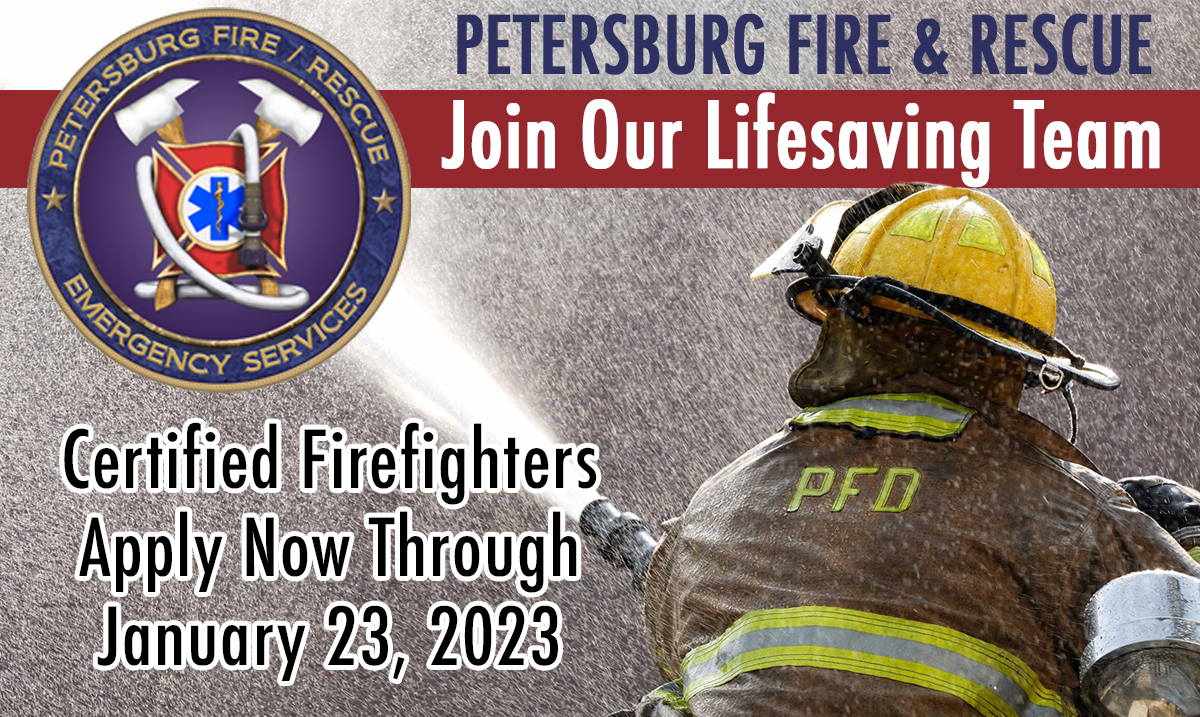 Apply Today To Join the Petersburg, Virginia Fire & Rescue Team! If you are a certified firefighter, submit your application by January 23, 2023. governmentjobs.com/careers/peters…