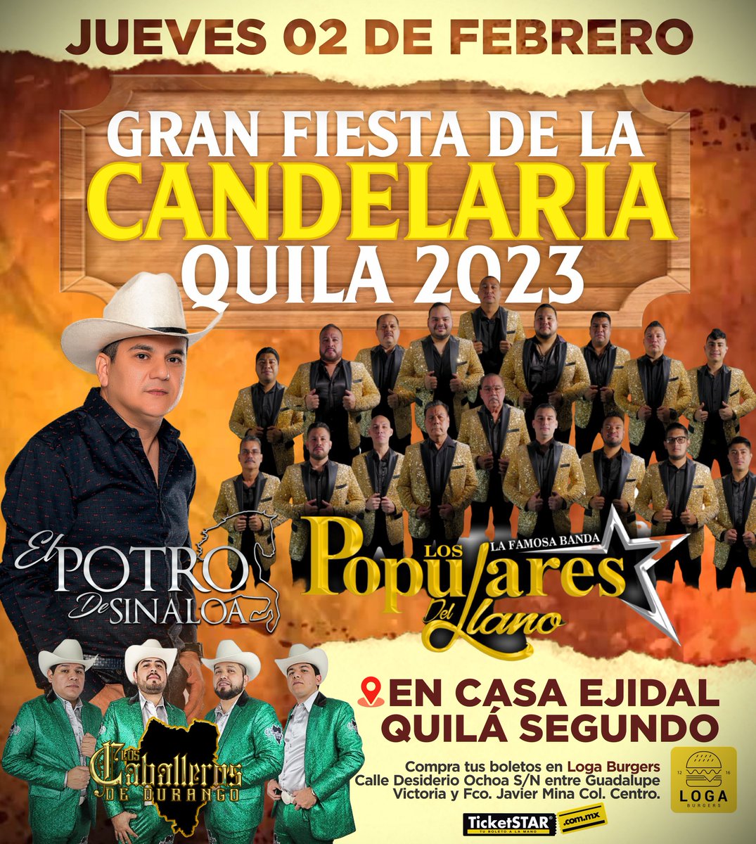 ElPotroDSinaloa's tweet photo. #Quilá #Sinaloa 🔥🎶 Mi gente, estaremos en Casa Ejidal Quilá Segundo este 2 de febrero. Estarán mis amigos Los Populares del Llano y Los Caballeros de Durango. Compren sus boletos en LOGA Burgers (Calle Desiderio Ochoa s/n en el centro).  #Candelaria2023 #Quilá #ElPotroDeSinaloa https://t.co/AmUoMf9iOd