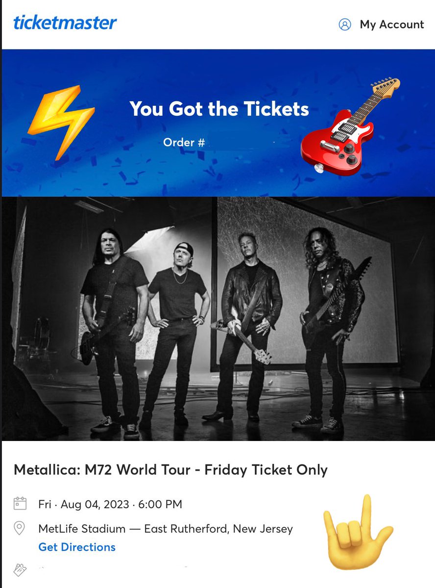 ⚡️🎸🤘 So excited!! @Metallica here we come!!! #Metallica #LuxAeterna #M72WorldTour #FifthMember #SeekAndDestroy #MetallicaPreSale #MetLife #NJ #EnhancedExperience