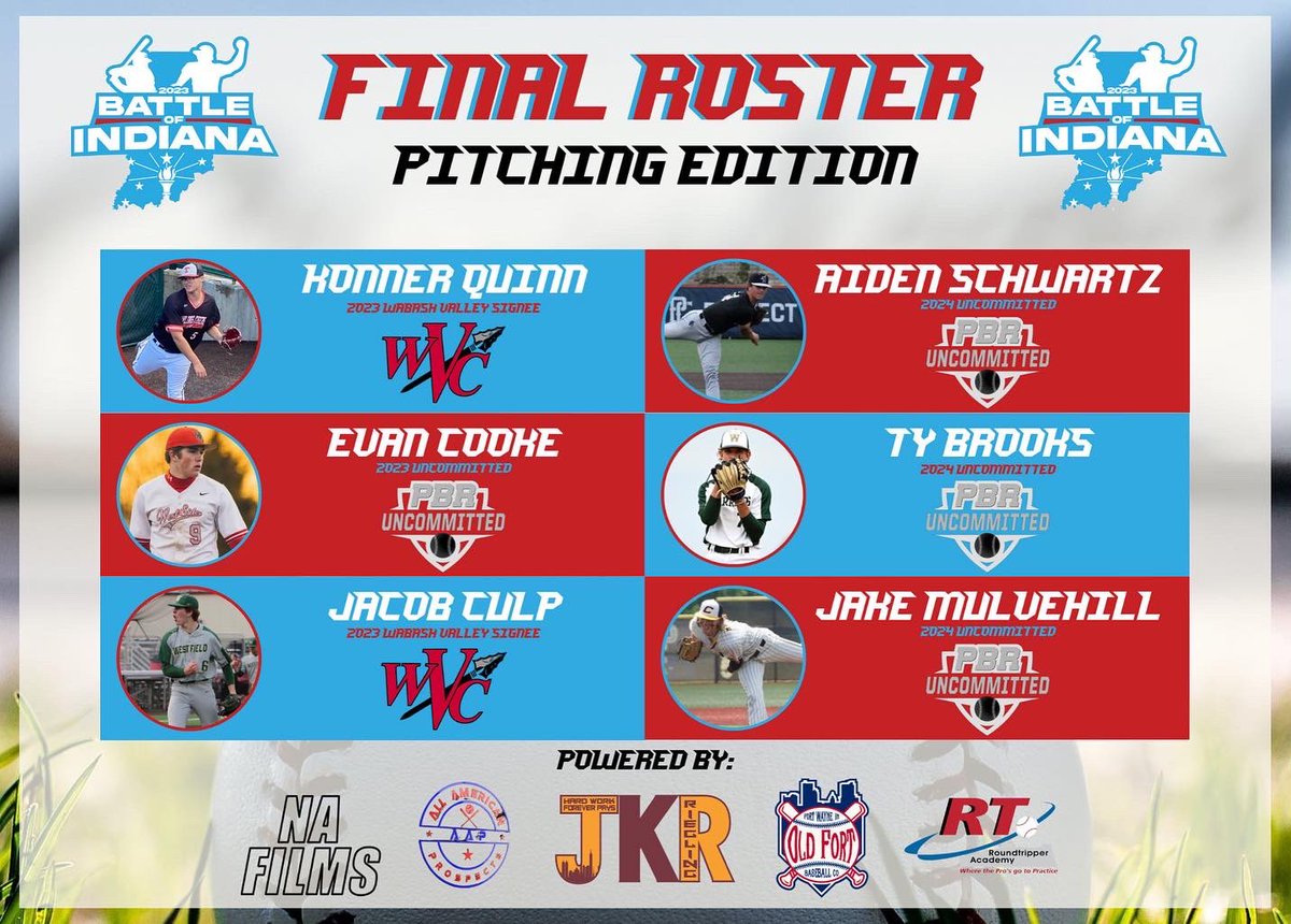 JKR_Baseball's tweet photo. ‼️ FINAL ROSTER ‼️

We are less than 2 weeks away from the Inaugural Battle of Indiana! With the amount of top prospects expected to attend, we are certain this event will be a one of a kind experience for everyone involved. Check out the final roster for the pitchers now! https://t.co/aJWdxmshJI