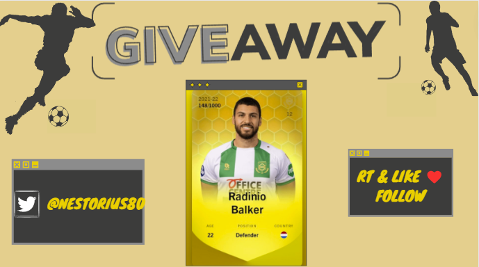 Unpetitgiveaway's tweet photo. 🎁#GIVEAWAY🎁

Pour ses 30 ans, alors qu'il devrait recevoir ses cadeaux, @Nestorius80 vous en fait un !👇

La carte de Radinio Balker à gagner 🇳🇱

- Like❤️
- RT🔄
- Follow @Nestorius80 &amp; me 

⏳18/01 20h

#Giveaways #ETH #Sorare #Concours #CryptoGiveaways #NFTGiveaways #Foot https://t.co/qJUL5sWa3T