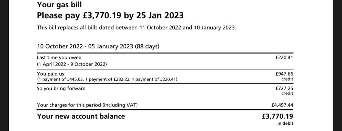 DanniLongx's tweet photo. @edfenergy how do you expect small businesses to survive when you are charging these prices for gas!!! @GOVUK https://t.co/0zsj4T3rOb