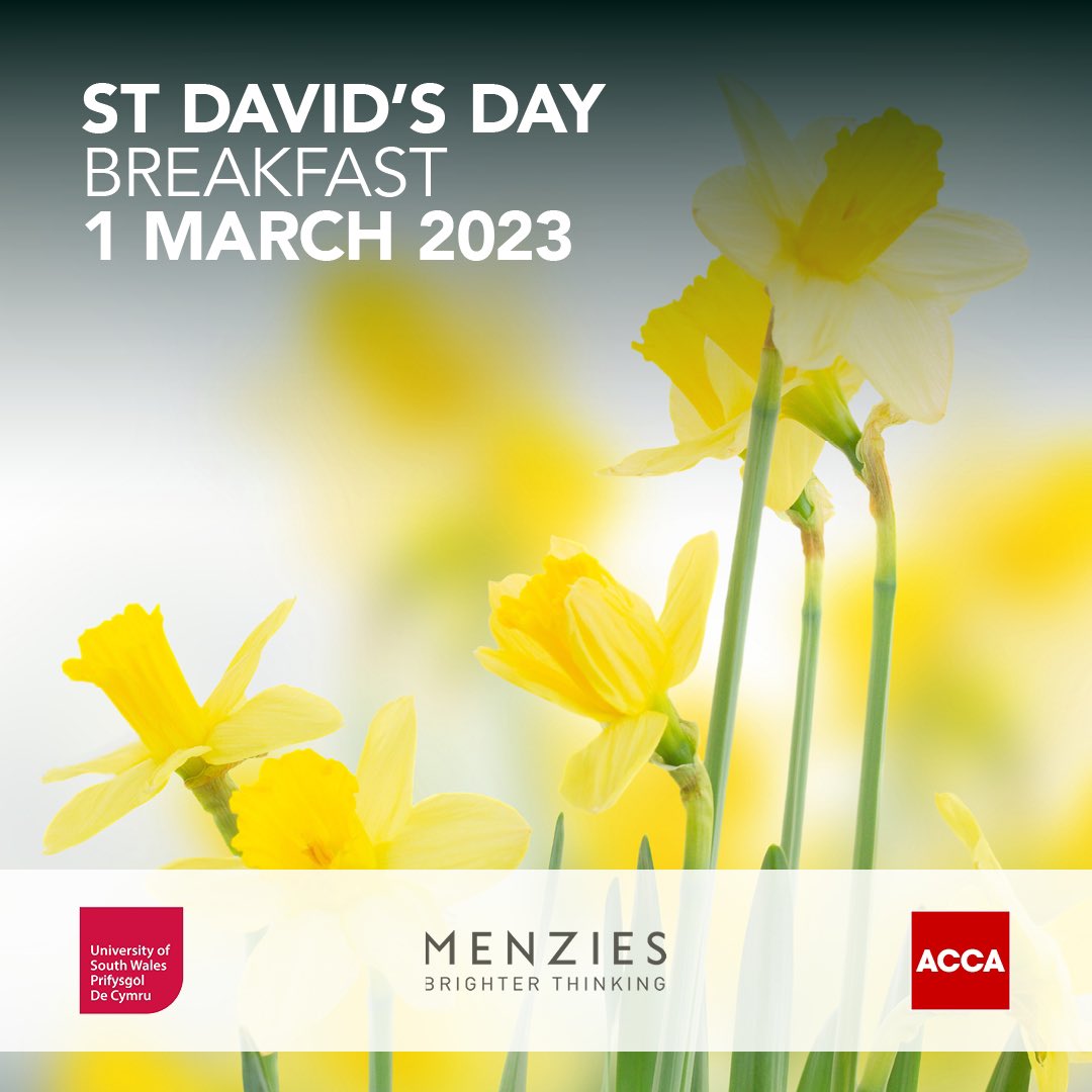ACCAWales's tweet photo. Join us for the ACCA Cymru Wales St David’s Day breakfast in Cardiff on 1 March. Book now at https://t.co/ngfCvae7sL

@USW_ACCA @MenziesLLP @ACCA_UK https://t.co/IcxwUunTuW