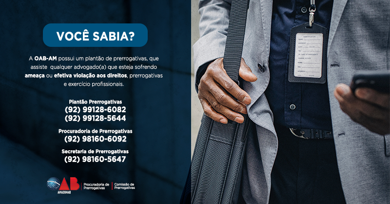 OAB_Amazonas's tweet photo. ➡️ Se você é advogado (a) e teve suas prerrogativas violadas, conheça o plantão da OAB Amazonas, que presta suporte no que diz respeito aos direitos e prerrogativas profissionais.

Em caso de qualquer violação, entre em contato imediatamente com nosso plantão! ⚠️

#oabam #oab https://t.co/m0Bkr6sVmj