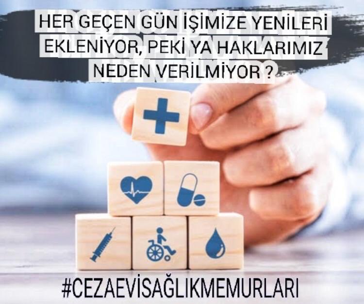 Saglik memurlari olarak meslektaşlarımızla eşit haklara sahip olmak istiyoruz  
CezaeviSaglikcilarUnutuldu 
 <a href="/bybekirbozdag/">Bekir  Bozdağ</a>  <a href="/dbdevletbahceli/">Devlet Bahçeli</a> <a href="/RTErdogan/">Recep Tayyip Erdoğan</a> <a href="/ctekurumsal/">Ceza ve Tevkifevleri Genel Müdürlüğü</a> <a href="/YavuzEnis/">Enis Yavuz Yıldırım</a> <a href="/hasanakceviz/">Hasan AKCEVİZ</a> <a href="/cahitcihadsari/">Cahit Cihad SARI</a> @burakceyhan3
<a href="/fserkang/">Fatih Serkan GÜNAYDIN</a> <a href="/turankuloglu/">Turan KULOĞLU</a>