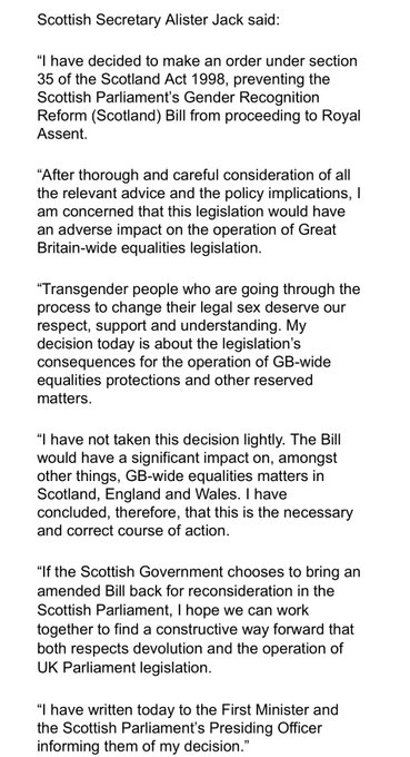 Statement from Alister Jack