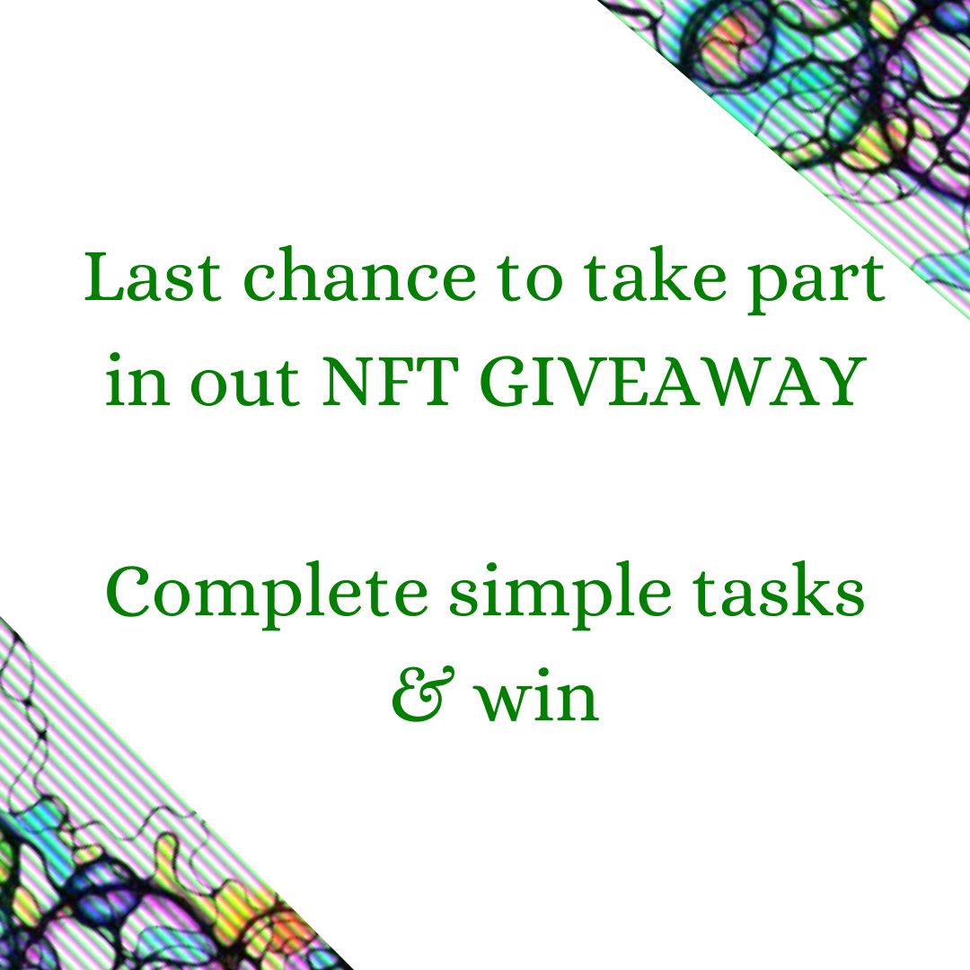 NeuroArts_World's tweet photo. Your last chance to participate in our #NFTGiveaway
🖍Follow the link:
https://t.co/pfXtEtgF9T
✅️Complete simple tasks
🗓Wait for results announcements

#nft #nfts #GiveawayAlert #Giveaway #Giveaways #CryptoGiveaway #Airdrops #NFTartwork #NFTCommumity #NFTshill #BTC #eth #BNB https://t.co/GOtXkpypIU