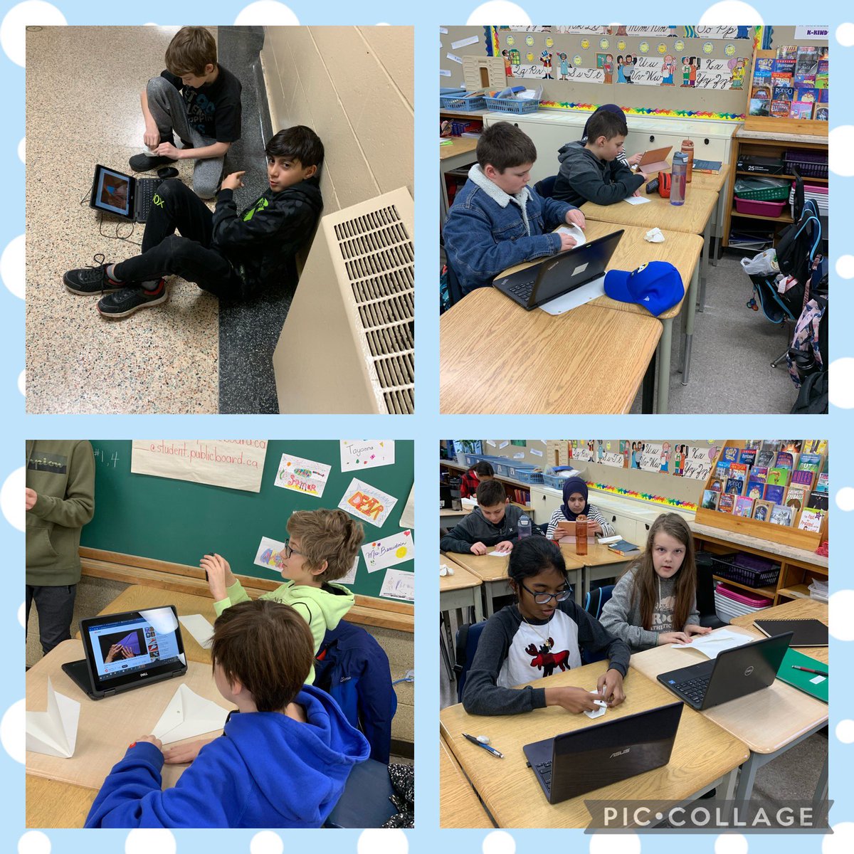 Researching paper airplane designs.