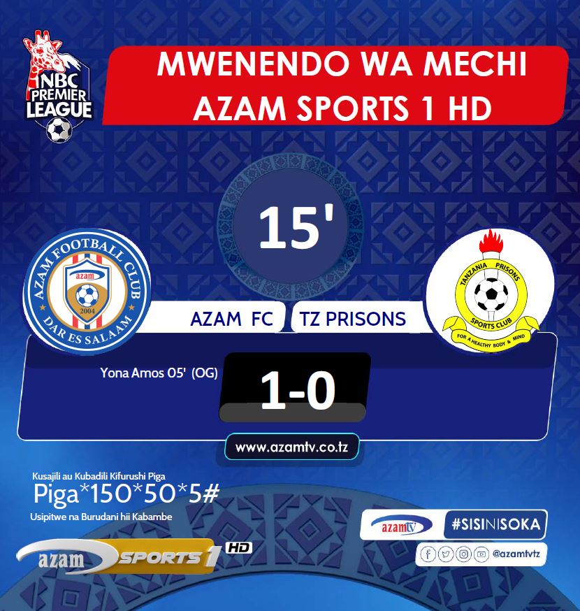 azamtvtz's tweet photo. 15’ | #NBCPL
Azam 1-0 Prisons
LIVE #AzamSports1HD
#NBCPremierLeague #LigiKuuYaNBC #NBCPLUpdates #NBCPL #SisiNiSoka #SokaLetuBambam #AzamFC #TanzaniaPrisons #AzamPrisons https://t.co/yMMYdxWHdD