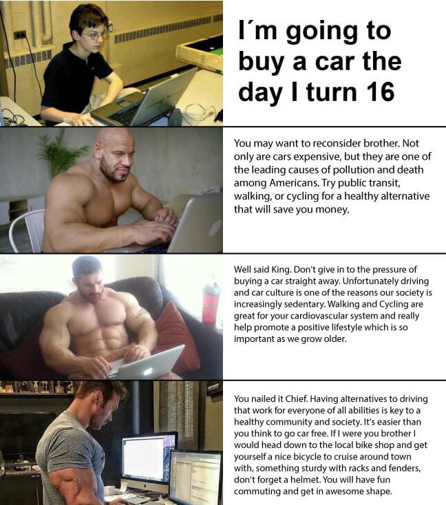 FuckCarsReddit's tweet photo. Love me some positive masculinity 😎 https://t.co/nTA7fLyw4S
