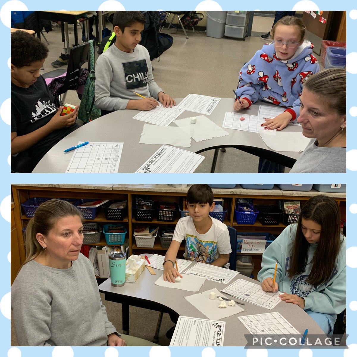 Grade 5 testing marshmallow structures.