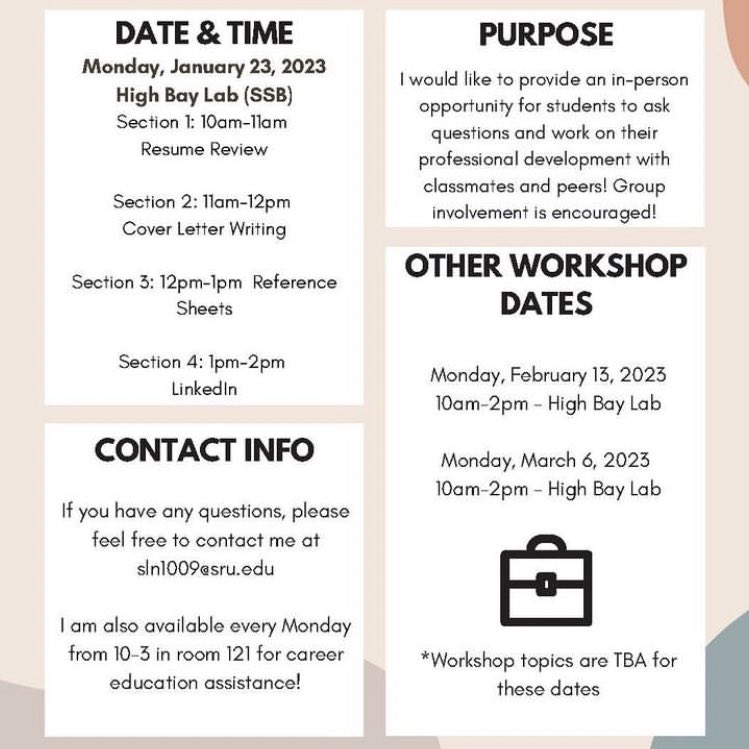 SRU_ASSP's tweet image. We look forward to seeing you in the high bay lab next Monday with Sophia! #srusafety