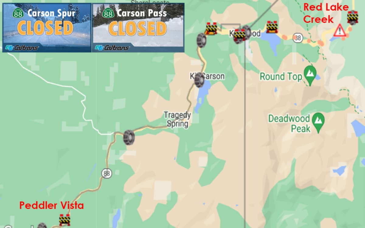 #TrafficAlert #Amador & Alpine counties: SR-88, Carson Pass & Carson ...