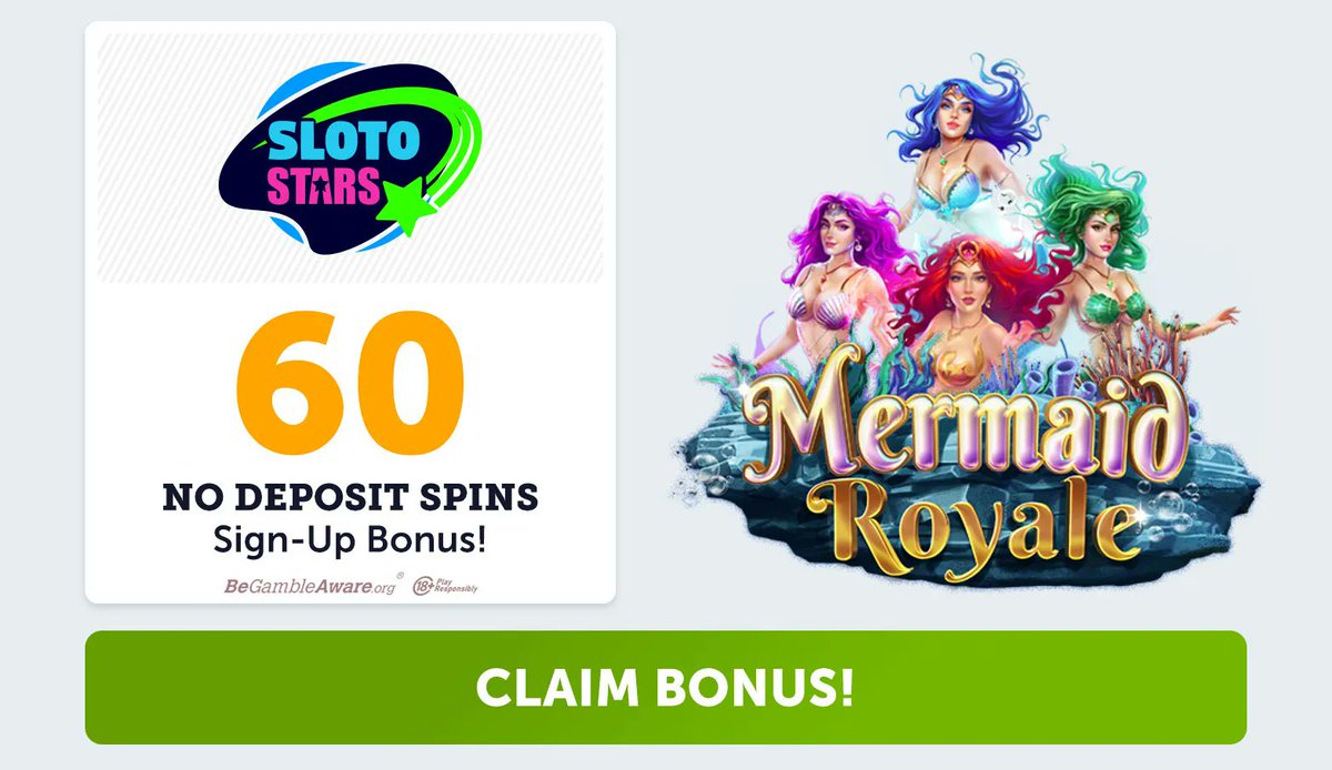 Play Mermaid Royale for $0 with Sloto Stars Casino! ❤️ Create an account using the bonus code ARIEL-SPACE and you’ll instantly get 60 No Deposit Spins. The promotion expires on the 31st of Jan, so hurry up and claim your chance! &#128278;