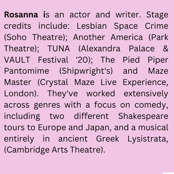 BruisedSky's tweet photo. Spotlight on actor Rosanna Suppa @roznasoops - one of our THIRSTY by @Steph_Martin_ ensemble cast!
31 Jan-5 Feb @VAULTFestival
πhttps://t.co/7wn2byOrzi
#femalecast #newwriting #ensemblecast #lgbtqilondon #vaultfestival2023 #queerlondon #lgbtnightlife #lgbttheatre https://t.co/tWODYeUiBk