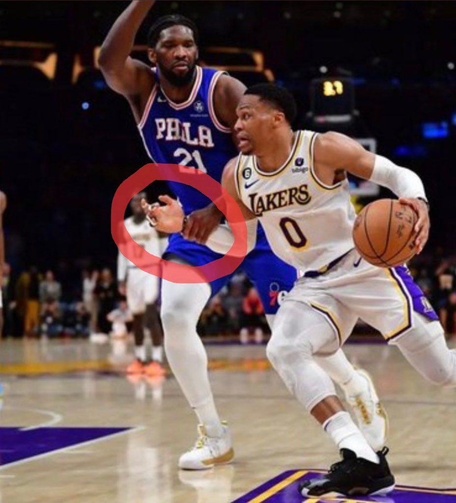 Embiid did foul Russ, however 
A. Refs likely won’t call fouls at the last seconds of a game 
B. You need to attack the most favorable matchup or have the ball in the hands of your best shot creator and none of those were done or are usually achieved when Russ is in end of games
