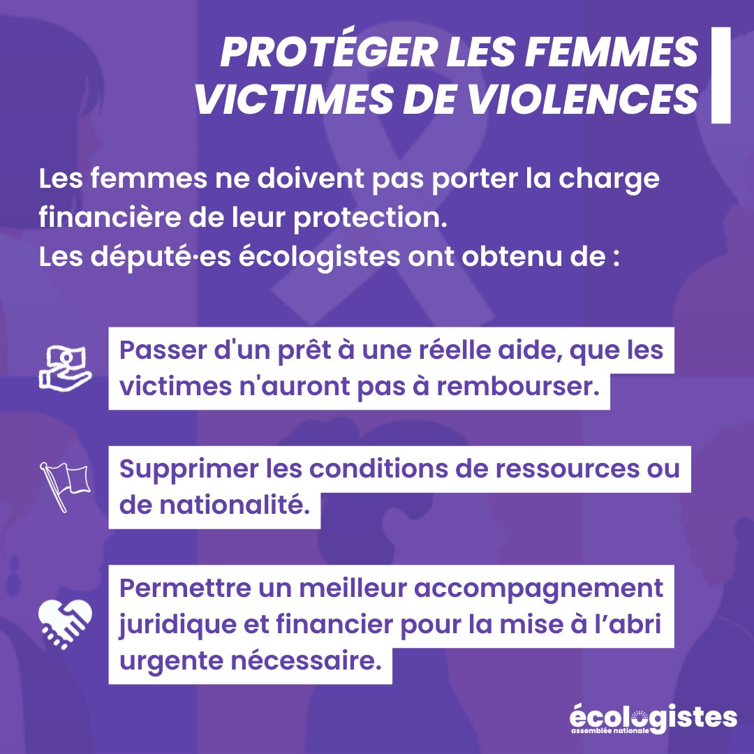 🟣👏🏼 L'Assemblée vote aujourd'hui une proposition de loi pour créer une aide d'urgence pour les femmes victimes de violences. #vss 

➡️ Les femmes ne doivent pas payer le prix de leur protection. 
Nous avons obtenu de grandes avancées, pour améliorer leur protection ! 

#DirectAN