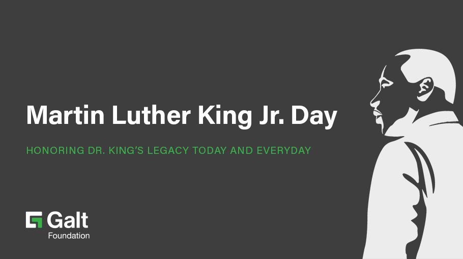 GaltFoundation's tweet photo. On #MLKDay, we remember Dr. King’s life &amp; achievements and honor his fight for civil rights. Today and every day, let’s do our part to continue his legacy and push for progress. Please note our offices are closed today and will reopen on January 17. 

#EmployeesWithDisabilities https://t.co/g7g0QABd9N