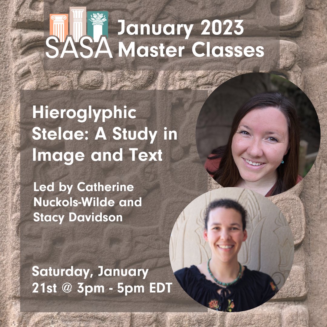 AncientSave's tweet photo. 📚 #RSVP NOW - #FREE #MasterClass: 'Hieroglyphic Stelae: A Study in Image and Text' w/ Catherine Nuckols-Wilde &amp; Stacy Davidson!
 
🗓 Sat, Jan 21 @ 3pm - 5pm EDT
 
➡️ RSVP REQUIRED: https://t.co/ml4EpYVkQh
 
#SASA #Hieroglyph #Egypt #Mesoamerica #Maya #Linguistics #Stelae https://t.co/LeEJdyf2pJ