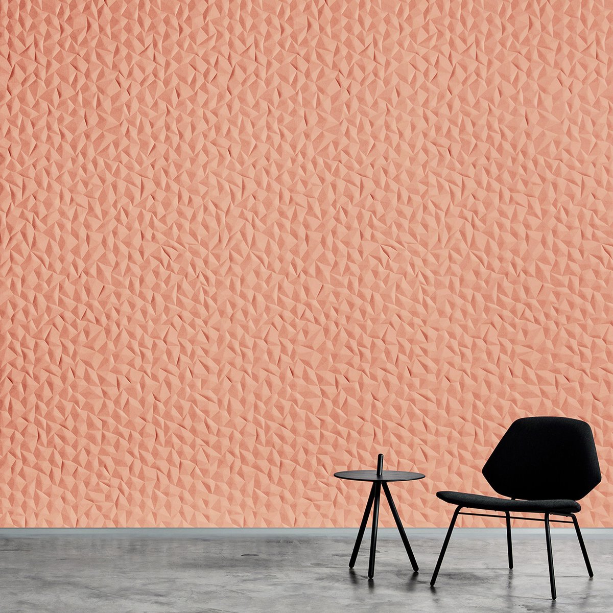 Ion's striking asymmetrical design conjures up images of complex folds of origami. Despite the intricacy of the design, these embossed acoustic panels pattern match perfectly and are made from at least 51% recycled PET. 📷Woven Image