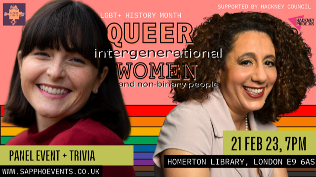 <a href="/SapphoEvents/">Sappho Events</a> will be hosting a FREE intergenerational panel exploring #LGBTplus Queer Women’s history in London, on Tuesday 21 February, 7 - 9pm at Homerton Library. More info: sapphoevents.co.uk/events/hackney…