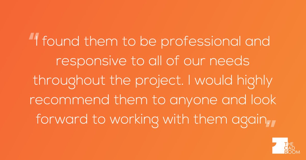 TheCadRoom's tweet photo. It's great to hear such positive feedback from clients!

"I found them to be professional and responsive to all of our needs throughout the project. I look forward to working with them again"

Get in touch for more: https://t.co/soIhFLjveL https://t.co/owQ0XDsSBj