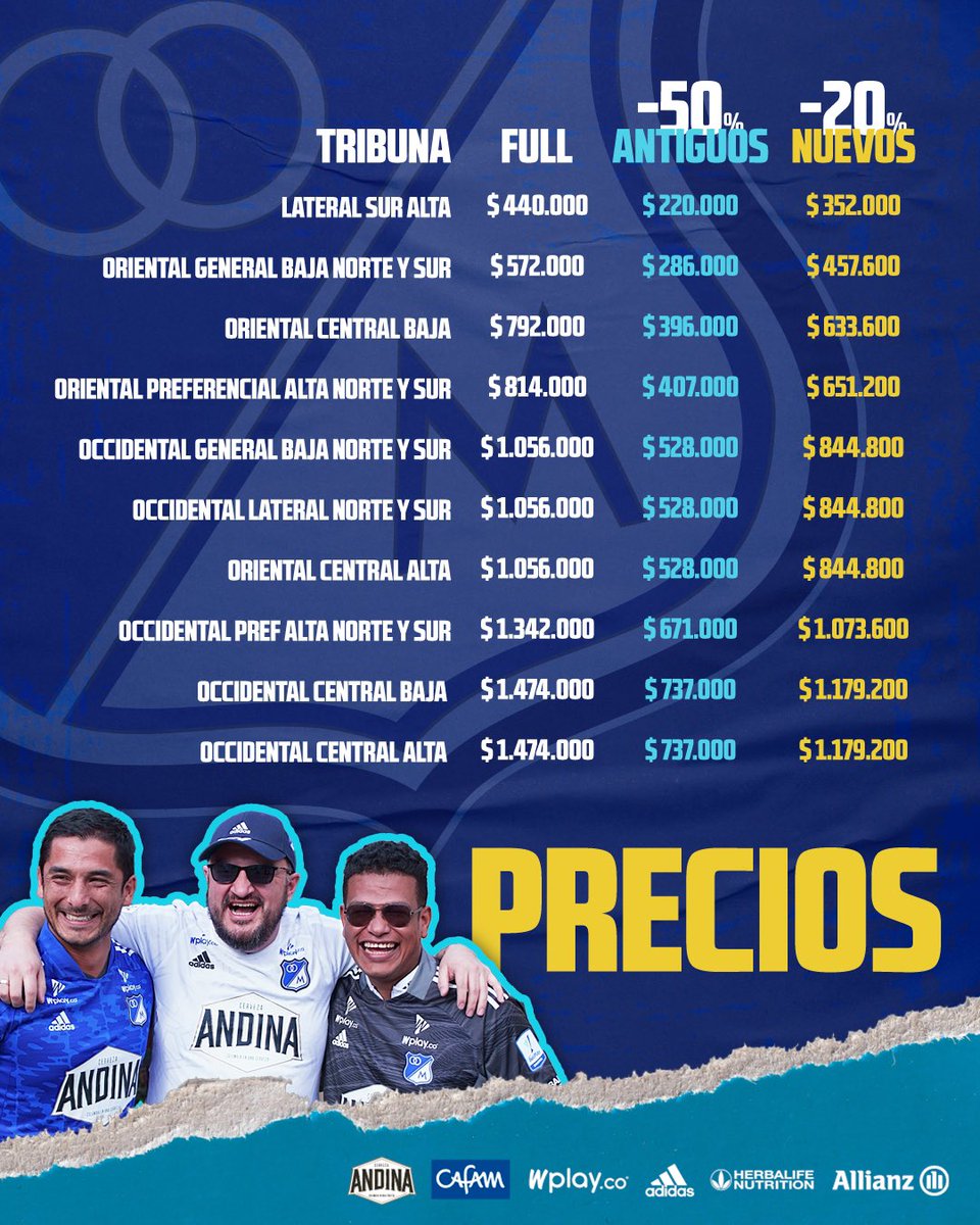 ¡Tú eres nuestro refuerzo más importante! 💙🏟🔝

Abónate y disfruta de los partidos frente a Universidad Católica, Pasto, Alianza P, Jaguares, Cali, Águilas, Medellín, Envigado, América, Santa Fe y Equidad en El Campín. 

Disponible en tuboleta.com/eventos/detall…
