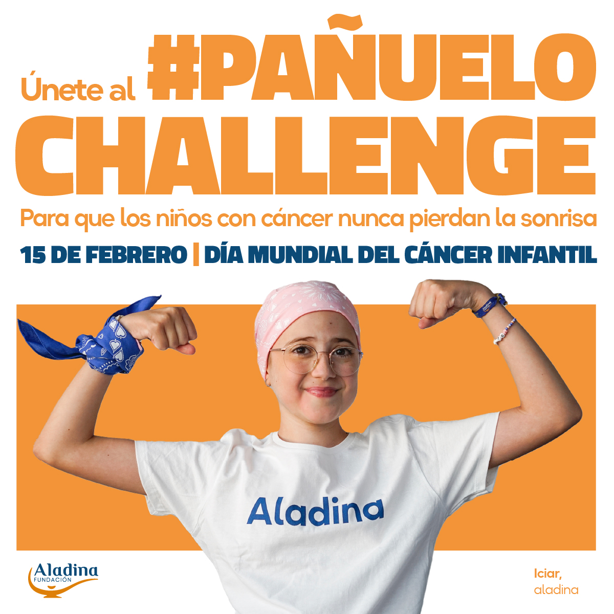 🔊¡Vuelve el #PañueloChallengeAladina!

Un año más celebramos el #DíaMundialdelCáncerInfantil 15 de febrero invitando a que os pongáis un #pañuelo en la cabeza y demostrando #solidaridad con los #niños y con #cáncer. 💪 ¡Contamos contigo!

aladina.org/noticia/unete-…