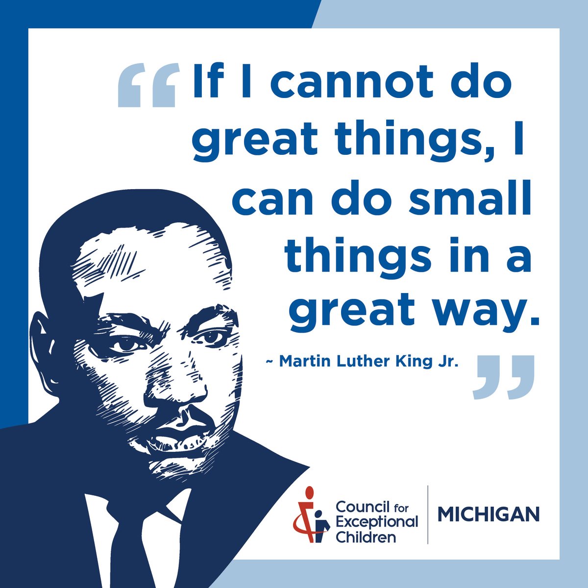 MichiganCEC's tweet photo. Take today to honor Martin Luther King Jr. and his lifetime of efforts to better the lives of Black Americans, and forming a more equal and just society for future generations. Today we get to live out his dreams for an equal future. #MLKDay #MichCEC #MartinLutherKingJr #MLK https://t.co/pIe8kHcoy3