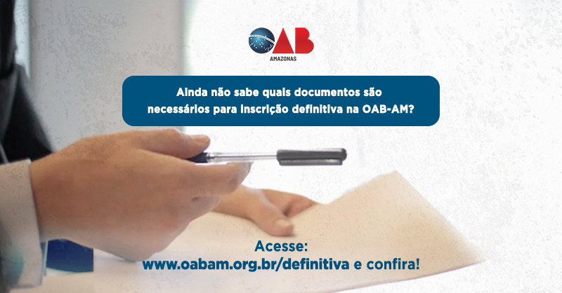OAB_Amazonas's tweet photo. Tem dúvidas sobre quais documentos são necessários para realizar a sua inscrição definitiva na OAB-AM? Então acesse: https://t.co/gKXAmlFnJd e confira.

#oabam #oabamazonas #advocacia #advogados #advogadas #manaus #amazonas #inscriçãodefinitivaoabam https://t.co/2k7vk02H1e