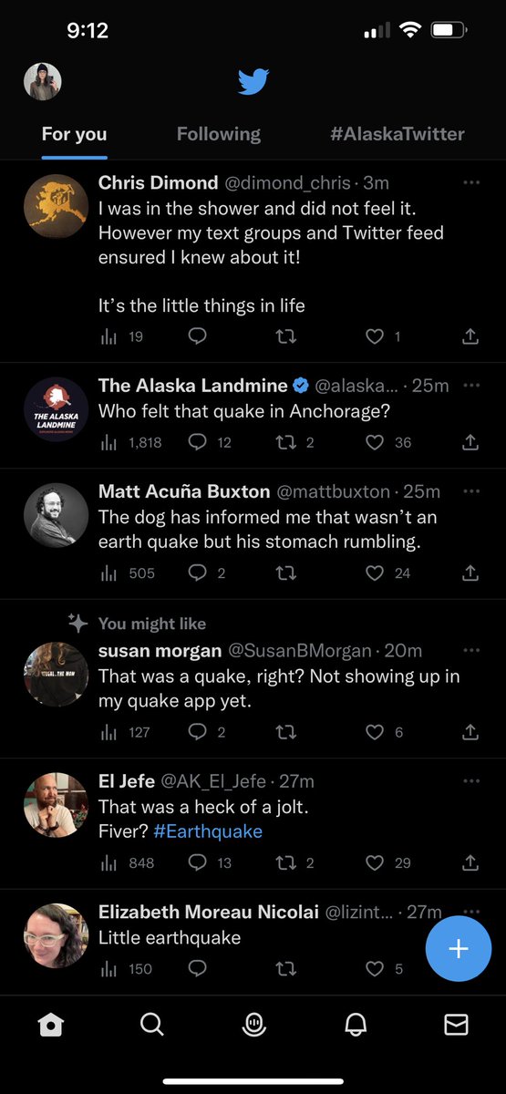 I am very pleased to report Alaska Earthquake Twitter is alive and well! #alaskatwitter