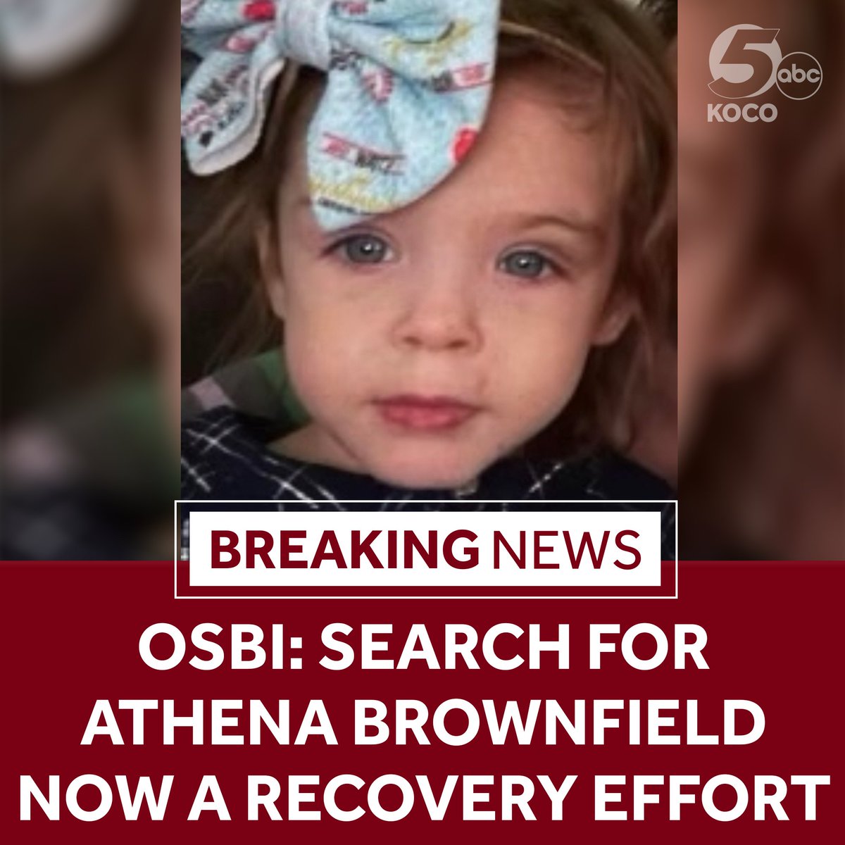 ‼️ BREAKING NEWS: The Oklahoma State Bureau of Investigation said law enforcement is officially searching for Athena Brownfield's remains and the search is considered a recovery operation. More details: bit.ly/3w7Qqkb