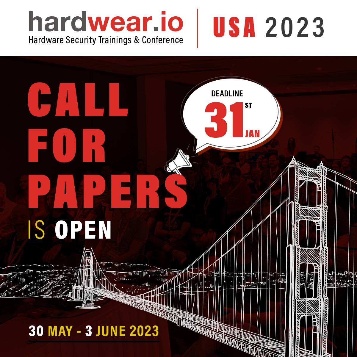 hardwear_io's tweet photo. ⏰15 Days to Go #callforpapers!

📟 The whole World is keen to know about your discovery in the unknown space of #hardware #vulnerabilities through your innovative research

✅Submit your #hardwaresecurity research now 👉https://t.co/0FnU3SaRxP

#hw_ioUSA2023 #CFP #embedded https://t.co/xRI4JH5c7X