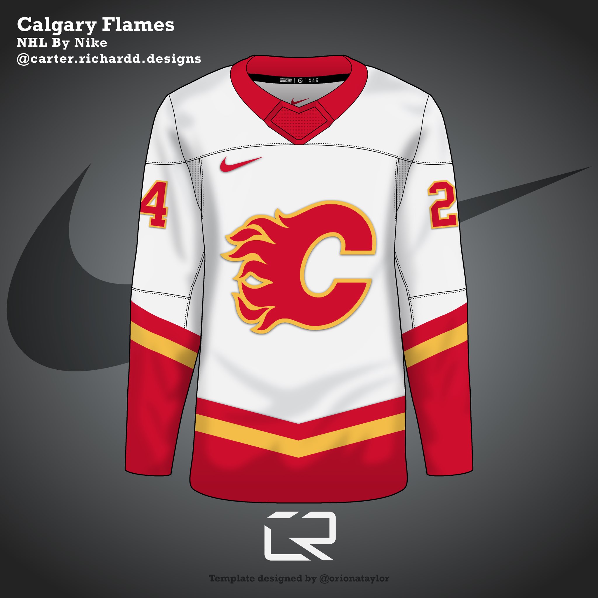 Calgary Flames alternate concept that uses the striping patterns