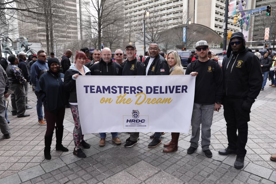 TeamsterSOB's tweet photo. What an honor to march with my #Teamster Brothers &amp; Sisters in ATL this morning to commemorate the life &amp; bday of the late Martin Luther King Jr. Dr. King was a champion for labor &amp; would stand with the @Teamsters in their fight for a strong contract at UPS if he were here today. https://t.co/ZD8TQKTDxU
