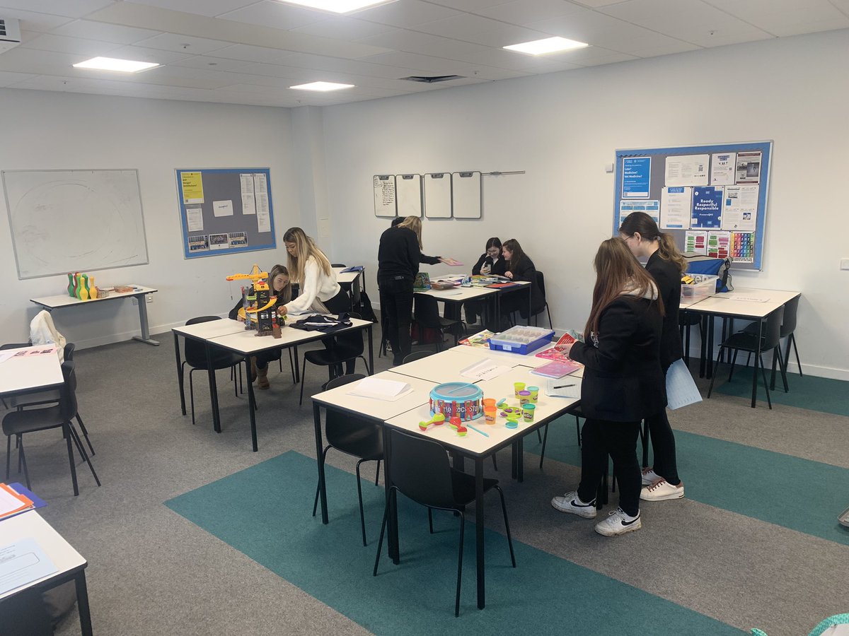 MrsDickson3's tweet photo. My Early Learning and Childcare class enjoying learning about types of play during their lesson today. https://t.co/dhxE4cFLX8