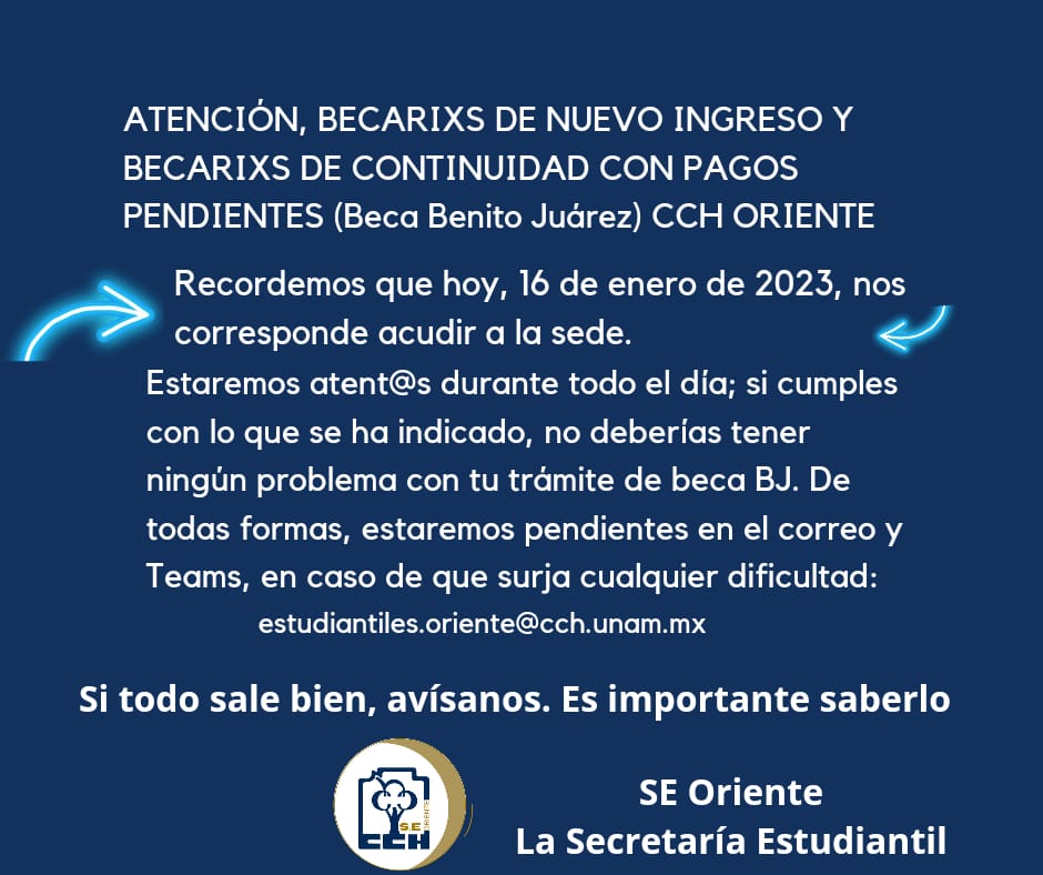 CCHOte_UNAM's tweet photo. ⚠️⚠️ ¿Tienes pagos pendientes de la Beca Benito Juárez? ¡Checa la siguiente información que te manda la Secretaría de Asuntos Estudiantiles al respecto! ⚠️⚠️ https://t.co/VLSbeY5ymJ