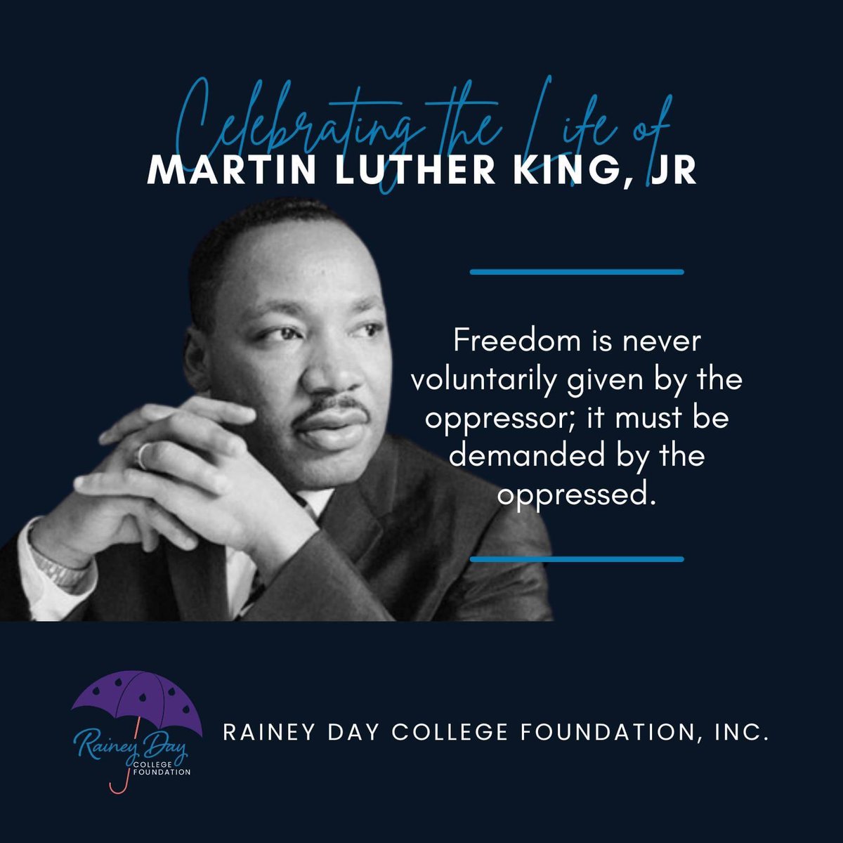 RaineyDayOrg's tweet photo. Honoring  the Civil Rights leader, Dr. Martin Luther King, Jr. This day has come to be recognized as a day of service nationwide, so may we take some time today to do something that honors Dr. King's values and his revolutionary place in history.

#MLK #MLKDay #service https://t.co/27ijX9MHHg