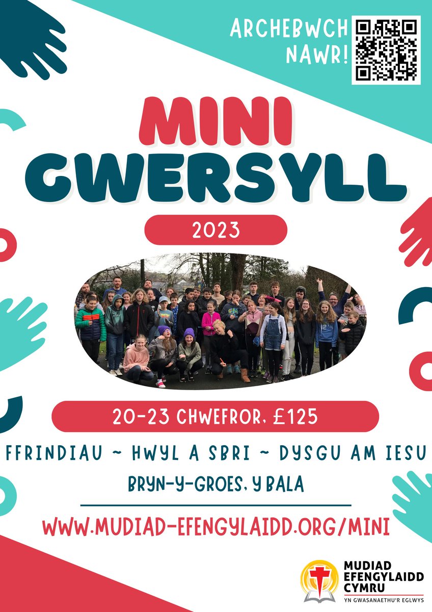 Cofiwch y gellir bellach archebu lle ar y Mini Gwersyll a gynhelir yn ystod hanner tymer. Am ragor o wybodaeth, ewch i'n gwefan mudiad-efengylaidd.org/ein-gwaith/gwe…