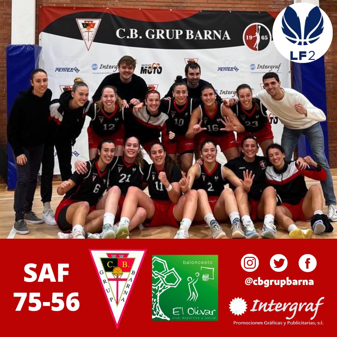 CBGRUPBARNA's tweet photo. ⏩Resultat Sènior A Femení | LF2 | Jornada 14🔴⚫️

🏀 SAF 7️⃣5️⃣ - 5️⃣6️⃣ @EM_ElOlivar 

𝗦𝗲𝘁𝗲𝗻𝗮 𝘃𝗶𝗰𝘁𝗼̀𝗿𝗶𝗮 𝗱𝗲 𝗹𝗲𝘀 𝗻𝗼𝗶𝗲𝘀 𝗾𝘂𝗲 𝘀𝘂𝗺𝗲𝗻 𝘂𝗻 𝗯𝗮𝗹𝗮𝗻𝗰̧ 𝗱𝗲 𝟳-𝟳 𝗮 𝗹𝗮 𝗟𝗙𝟮!! ✅💪🏽 https://t.co/eIv5ldqoan