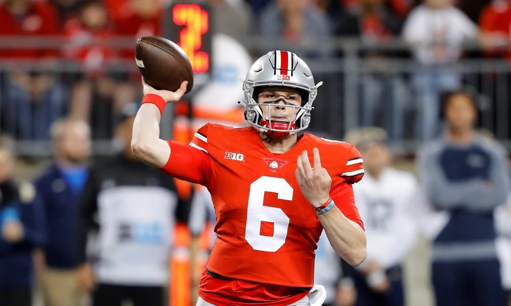 AlexAnstedCFB's tweet photo. Ohio State has some tough matchups next year for a 1st year starting QB:

Week 4 @ Notre Dame
Week 6 vs Maryland
Week 7 @ Purdue
Week 8 vs Penn State
Week 9 @ Wisconsin 
Week 12 vs Minnesota
Week 13 @ Michigan https://t.co/VBKwRk45N5