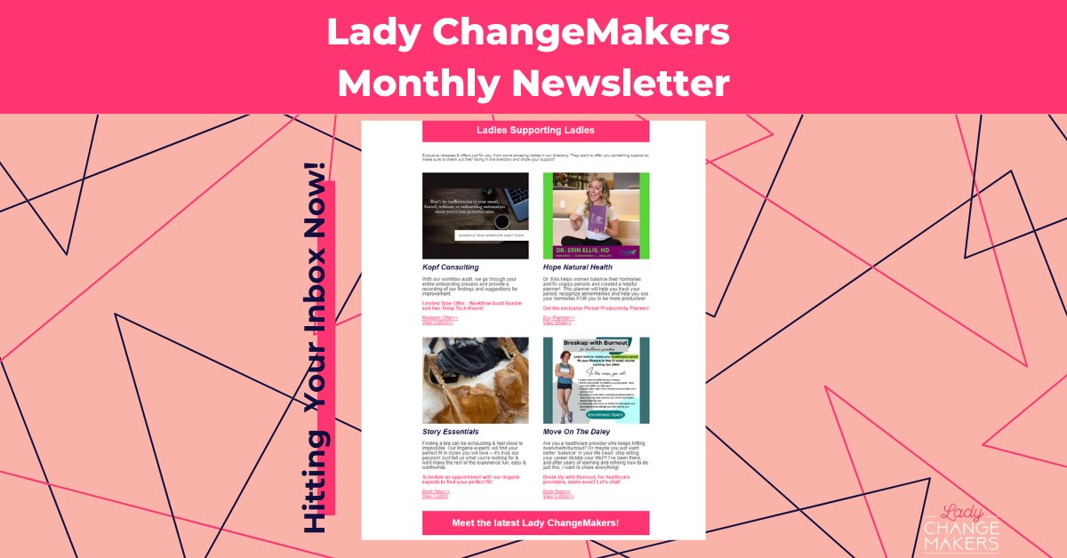 ladychangemaker's tweet photo. Our first newsletter of the year celebrating women-owned businesses is out! We had some great women-owned businesses submit their offers, events, and businesses to be promoted this month!

Don't miss another newsletter: https://t.co/Xy2lP1EAW7
#womenownedbusiness https://t.co/1Eamd2hJlV
