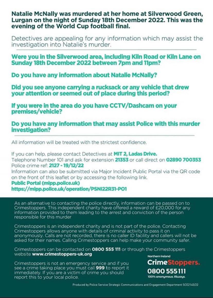 IrishBlue1878's tweet photo. PLEASE SHARE

The Monster that took my My Sister Natalie McNally’s life and her unborn son Deans life still walks among us 

We need Justice 

#JusticeForNatalieMcNally https://t.co/GZjZ3KcP7W