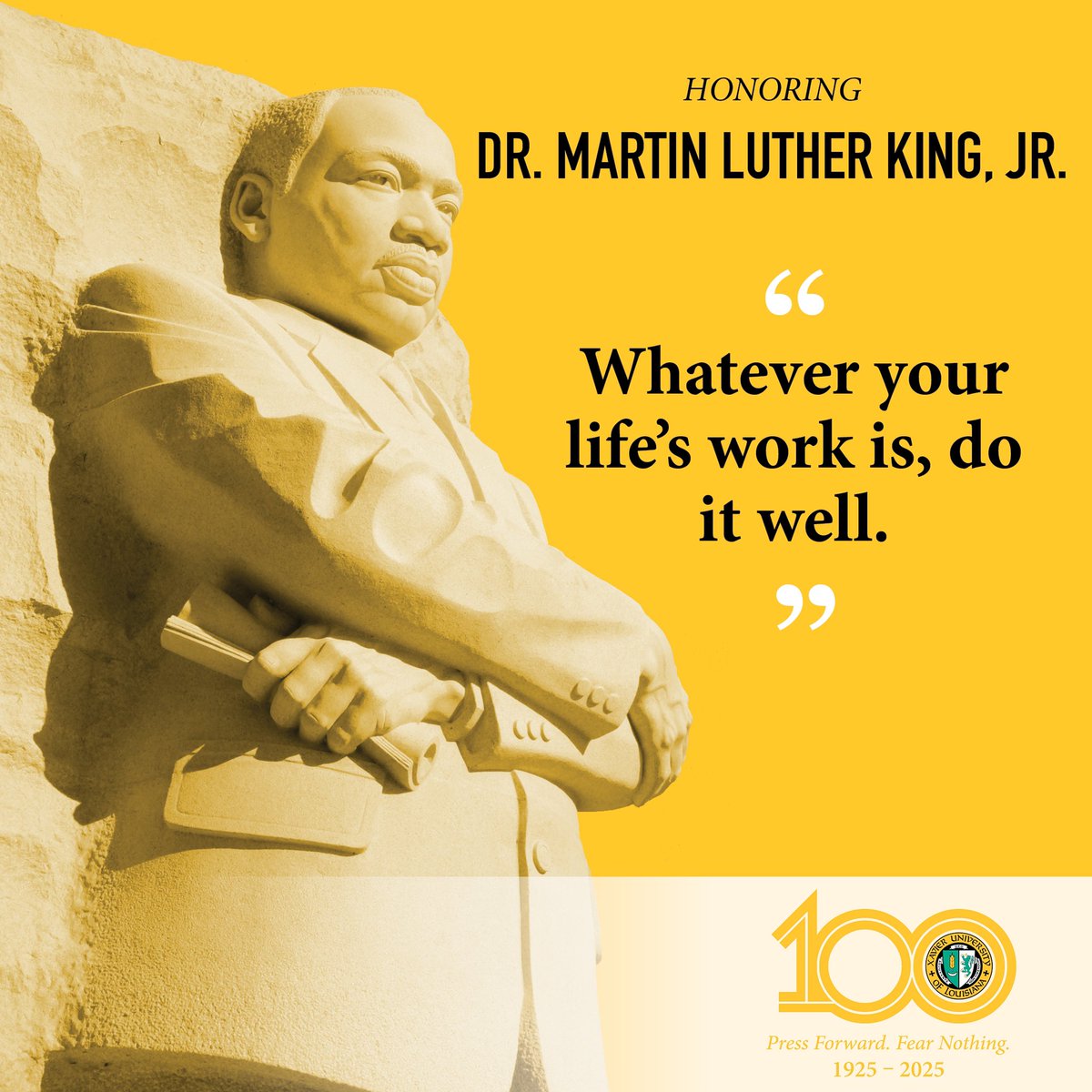 XULA1925's tweet photo. “Forgiveness is not an occasional act; it is a constant attitude.”

Today we honor a great leader, civil rights activist, and icon, Reverend Dr. Martin Luther King, Jr. #MLKDay #XULA https://t.co/rBYIPXNnqh