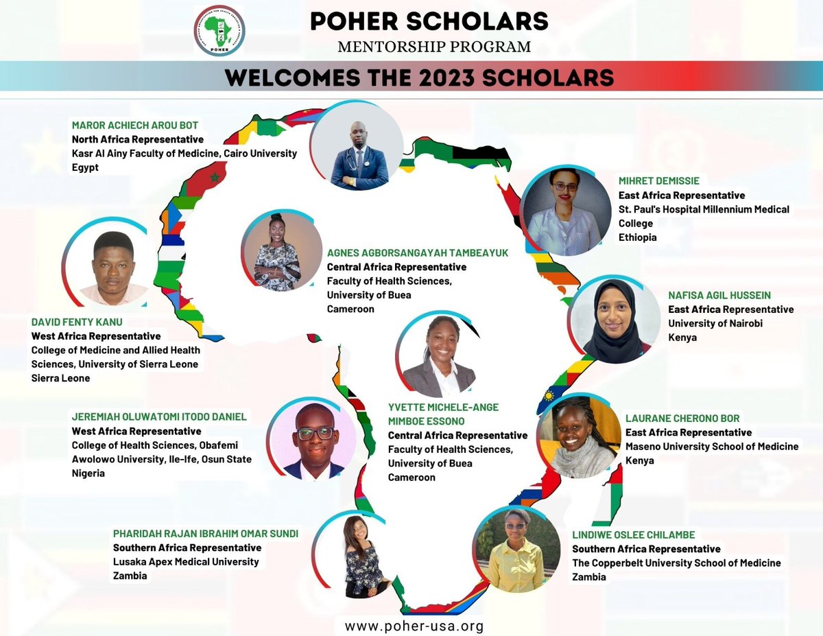CONGRATULATIONS 🎉🎉👏🏾👏🏾👏🏾👏🏾👏🏾👏🏾 WELCOME OUR 2023 Pan-African Organization For Health, Education and Research (POHER) Scholars! Dear #twitter - helps us welcome our 2023 POHER scholars and #youthleaders Tag and celebrate each scholar! #mentorship #MedicalStudents #Africa
