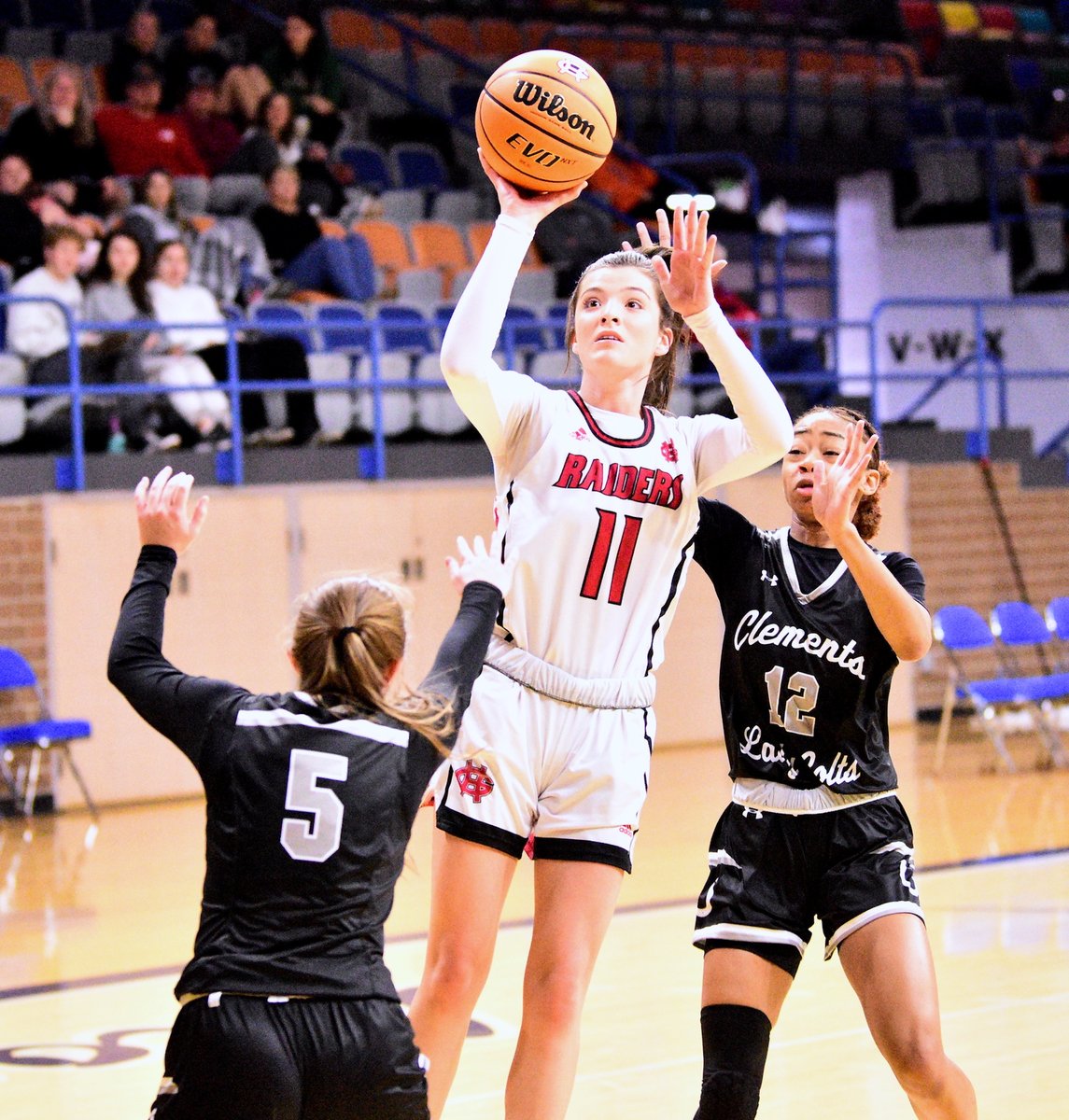 winfreyjake's tweet photo. Good Hope (Class 4A — No. 1) defeats Clements (Class 3A — No. 7) 57-41 at the Martin Luther King Day Classic.

The Lady Raiders (23-0) received scoring contributions from Ivey Maddox (19), Bailey Tetro (12), Rudi Derrick (11), Heather Tetro (nine) and Charly Johnson (six). https://t.co/1mHuCjieex