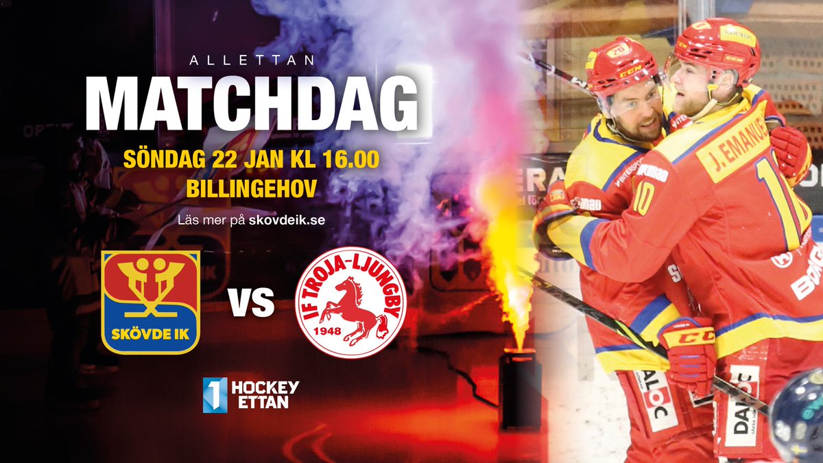 PANGPRISER PÅ BILJETTER!

Skövde IK-Troja-Ljungby, söndag 22/1.

Sittplats: 100kr (samma för alla)
Ståplats: 50kr (samma för alla)

Biljetter: skovdeik.ticketco.events/se/sv/m/e/alle…